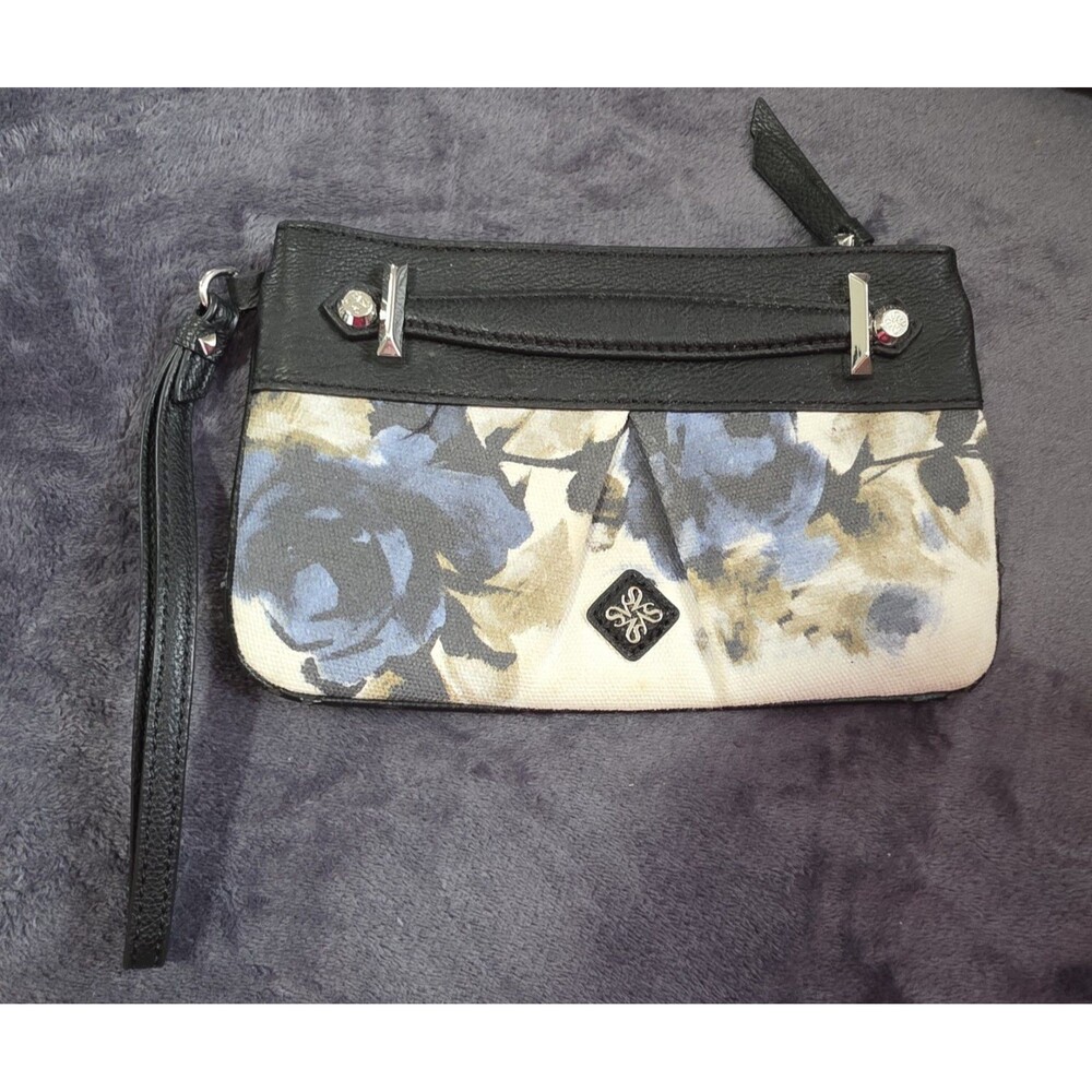 SIMPLY VERA Vera Wang Floral CLUTCH Purse Woven Back ZipTop Bag GuC